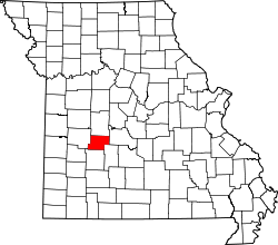 Karte von Hickory County innerhalb von Missouri