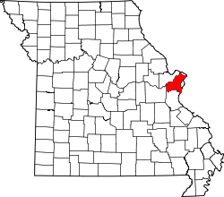 Karte von Saint Louis County innerhalb von Missouri