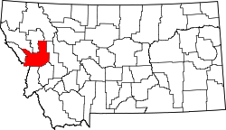 Karte von Missoula County innerhalb von Montana