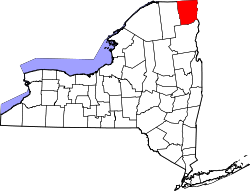 Karte von Clinton County innerhalb von New York