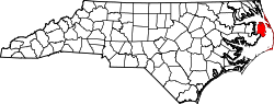 Karte von Dare County innerhalb von North Carolina