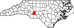 Karte von Stanly County innerhalb von North Carolina
