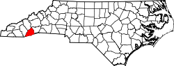 Karte von Transylvania County innerhalb von North Carolina