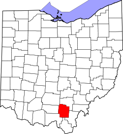 Karte von Jackson County innerhalb von Ohio