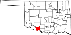 Karte von Cotton County innerhalb von Oklahoma