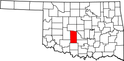Karte von Grady County innerhalb von Oklahoma