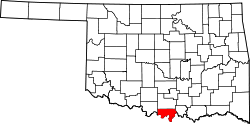 Karte von Love County innerhalb von Oklahoma