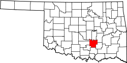 Karte von Pontotoc County innerhalb von Oklahoma