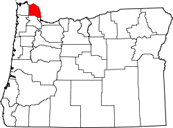 Karte von Columbia County innerhalb von Oregon