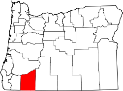 Karte von Jackson County innerhalb von Oregon