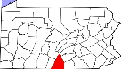 Karte von Franklin County innerhalb von Pennsylvania