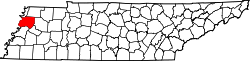 Karte von Dyer County innerhalb von Tennessee