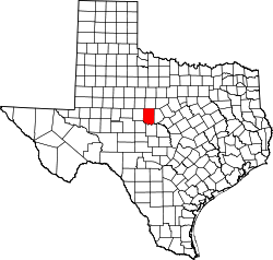 Karte von Coleman County innerhalb von Texas