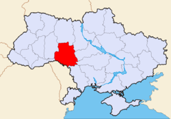 Karte der Ukraine mit Oblast Winnyzja