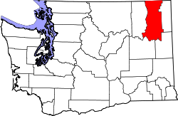 Karte von Stevens County innerhalb von Washington