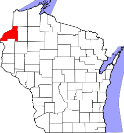 Karte von Burnett County innerhalb von Wisconsin