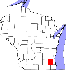 Karte von Waukesha County innerhalb von Wisconsin