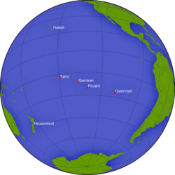 Lage von Pitcairn im Pazifik