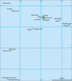 Karte von Pohnpei, das Atoll Mokil im Osten