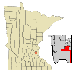 Ramsey County Minnesota Incorporated and Unincorporated areas Maplewood Highlighted.svg