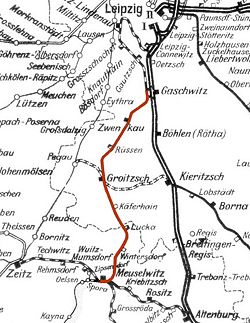 Strecke der Bahnstrecke Gaschwitz–Meuselwitz