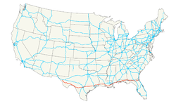 Karte des U.S. Highways 90