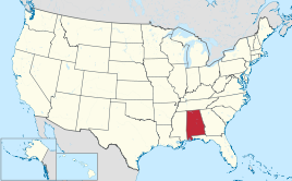 Karte der USA, Alabama hervorgehoben