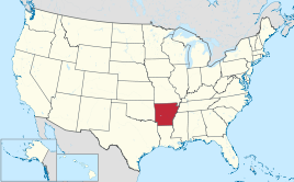 Karte der USA, Arkansas hervorgehoben