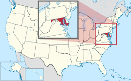 Karte der USA, Maryland hervorgehoben