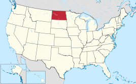 Karte der USA, North Dakota hervorgehoben