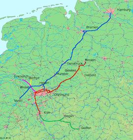 Strecke der Bahnstrecke Oberhausen–Arnhem