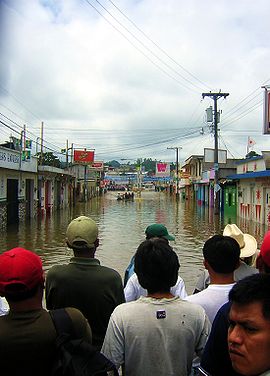 Überschwemmung in San Pedro Charchá durch den Río Cahabón, 2007