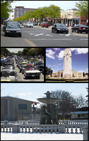 11 Mile Road (oben), Woodward Dream Cruise und National Shrine of the Little Flower (Mitte), Rackham Memorial Fountain (unten)