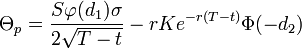 \Theta_p=\frac{S\varphi(d_1)\sigma}{2\sqrt{T-t}} - rKe^{-r(T-t)}\Phi(-d_2)