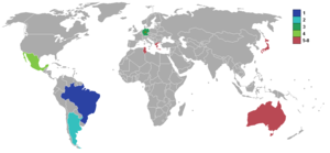 Karte der teilnehmenden Nationen