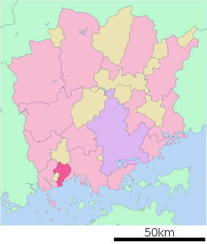 Lage Asakuchis in der Präfektur