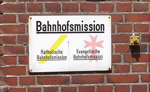 Schild der Bahnhofsmission