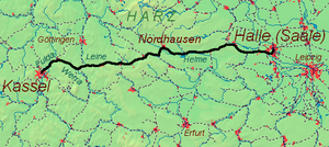 Strecke der Halle-Kasseler Eisenbahn