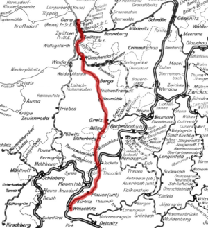 Strecke der Elstertalbahn