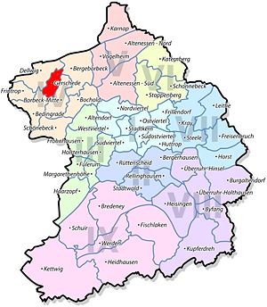 Lage von Gerschede im Stadtbezirk IV Borbeck