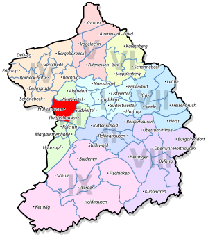 Lage von Frohnhausen im Stadtbezirk III Essen-West