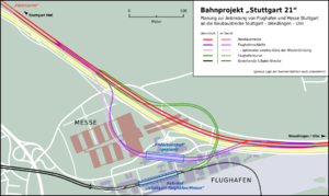 Strecke der Flughafenkurve Stuttgart