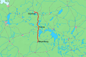 Strecke der Bahnstrecke Güstrow–Meyenburg