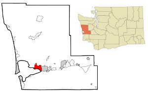 Grays Harbor County Washington Incorporated and Unincorporated areas Hoquiam Highlighted.svg
