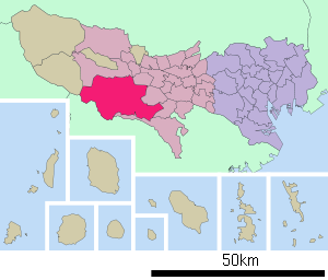 Lage Hachiōjis in der Präfektur