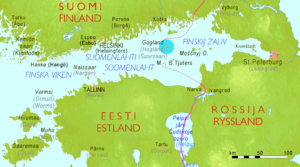 Finnischer Meerbusen und Lage der Insel Hochland