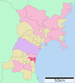 Lage Iwanumas in der Präfektur