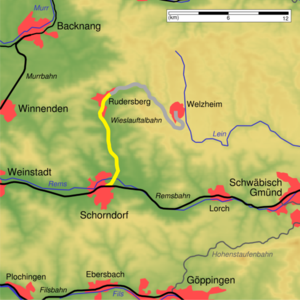 Strecke der Wieslauftalbahn
