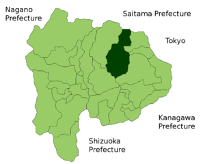 Lage Kōshūs in der Präfektur
