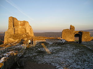 Ruine der Burg Lichnice im Januar